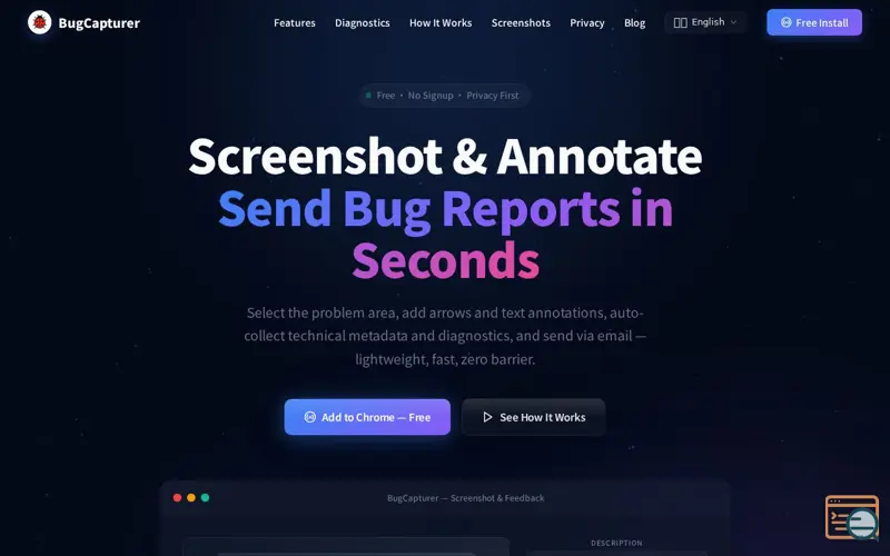 Screenshot of BugCapturer