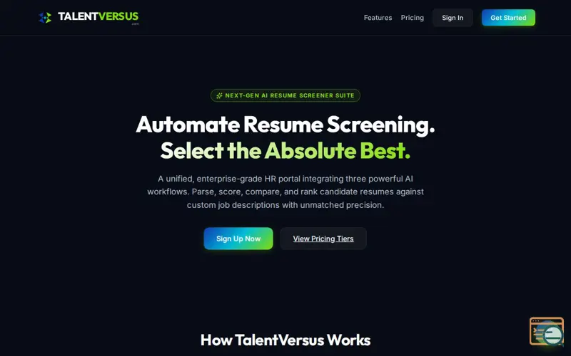 Screenshot of TalentVersus Recruitment Portal
