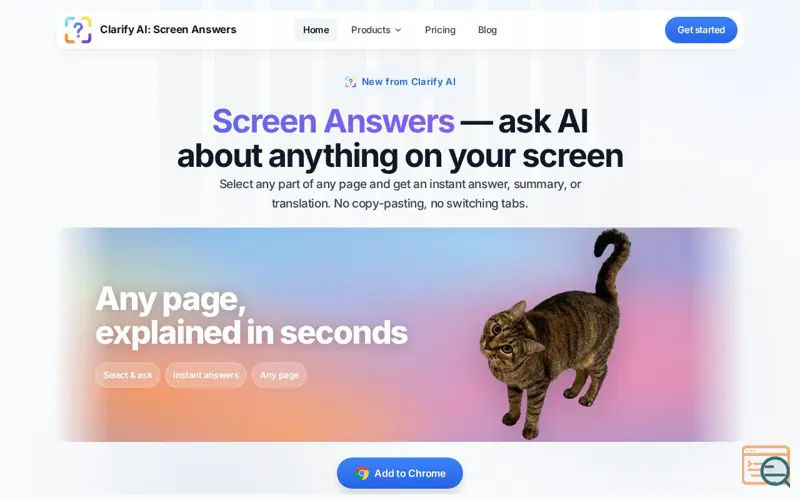 Screenshot of Clarify AI: Screen Answers
