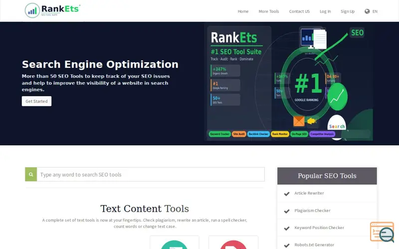 Screenshot of Rankets  All-in-One SEO Tools For Growth, a launch using TrueHost Cloud