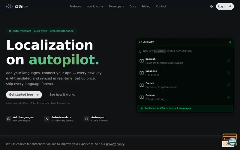 Screenshot of i18now