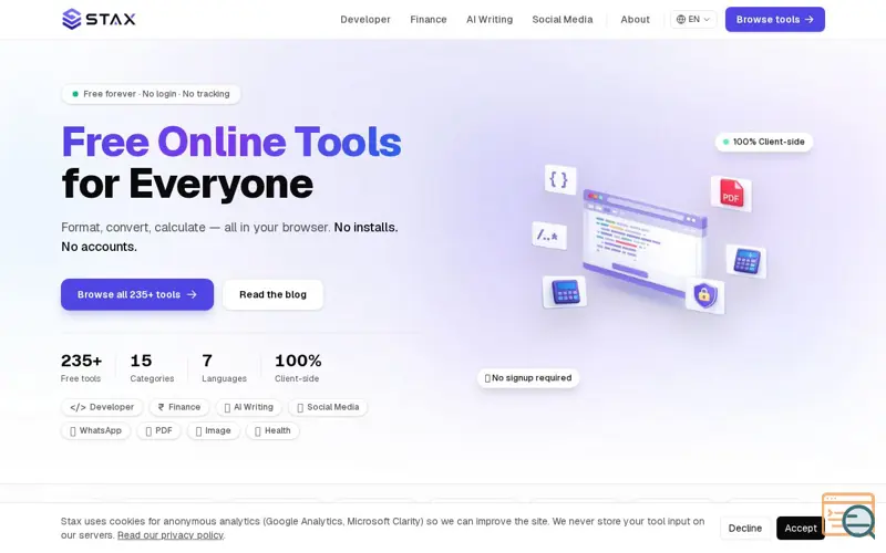 Screenshot of Stax Tools