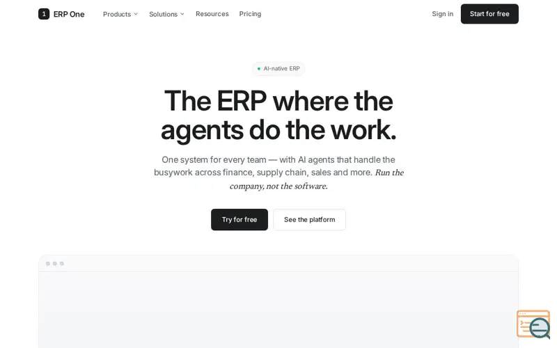 Screenshot of ERP US