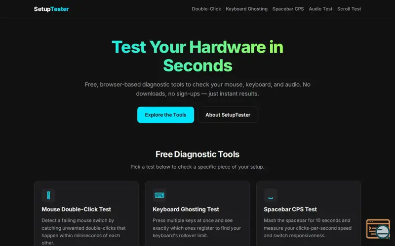 Screenshot of SetupTester.com