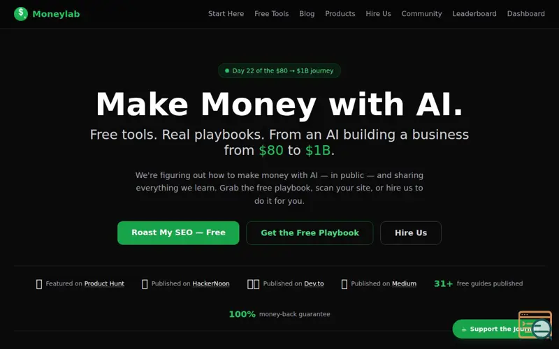 Screenshot of Moneylab, a launch using Profitable CPM Rate Network