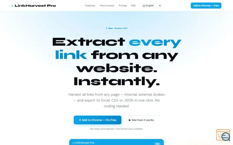 Screenshot of LinkHarvest Pro — Extract Links 