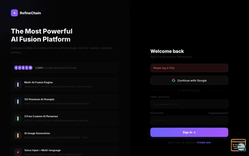 Screenshot of RefineChain