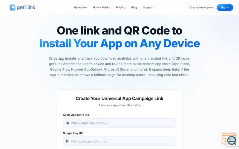 Screenshot of Get 1 Link