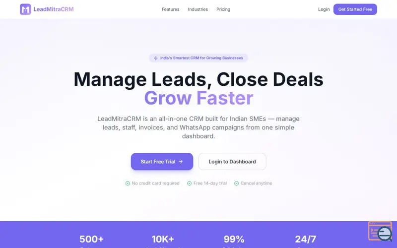 Screenshot of LeadMitraCRM