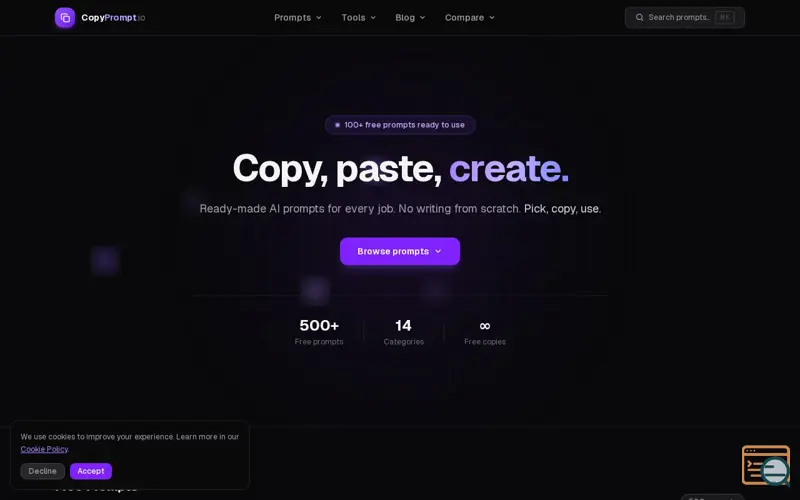 Screenshot of CopyPrompt.io
