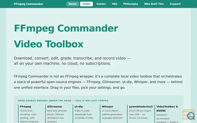 Screenshot of FFmpeg Commander Video Toolbox