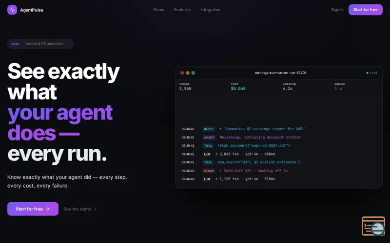 Screenshot of AgentPulse