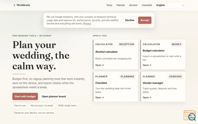 Screenshot of Weddenly