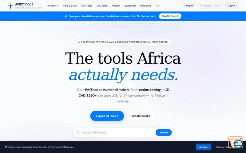 Screenshot of AfroTools, a launch using CoinCap