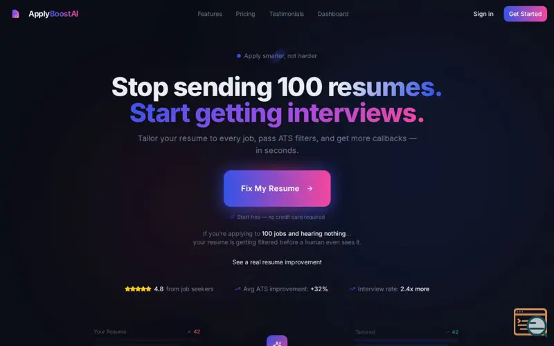 Screenshot of ApplyBoostAI