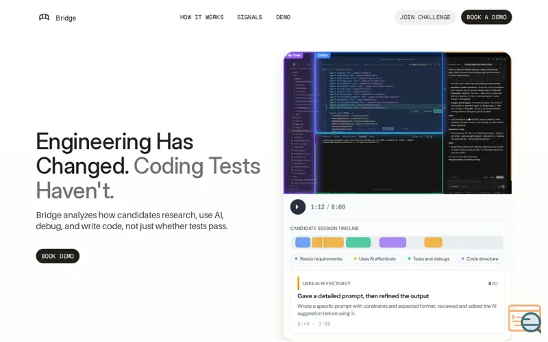 Screenshot of Bridge Assessments Launch
