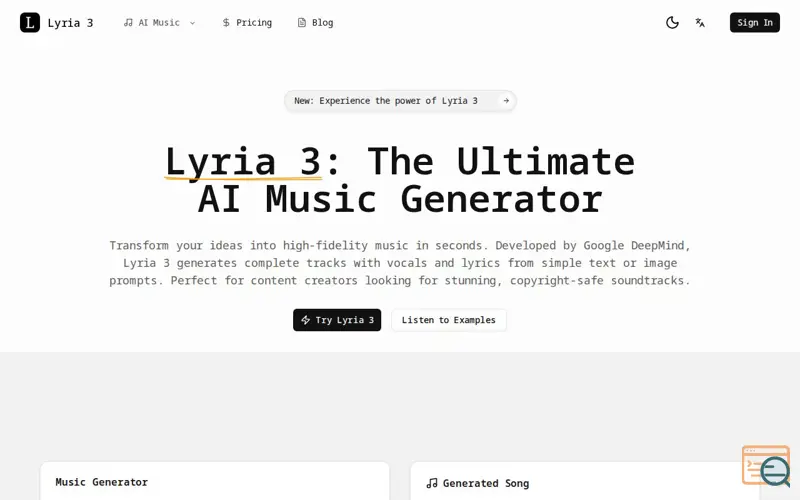 Screenshot of Lyria 3
