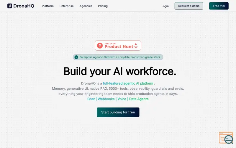 Screenshot of DronaHQ Agentic Platform, a launch using DronaHQ