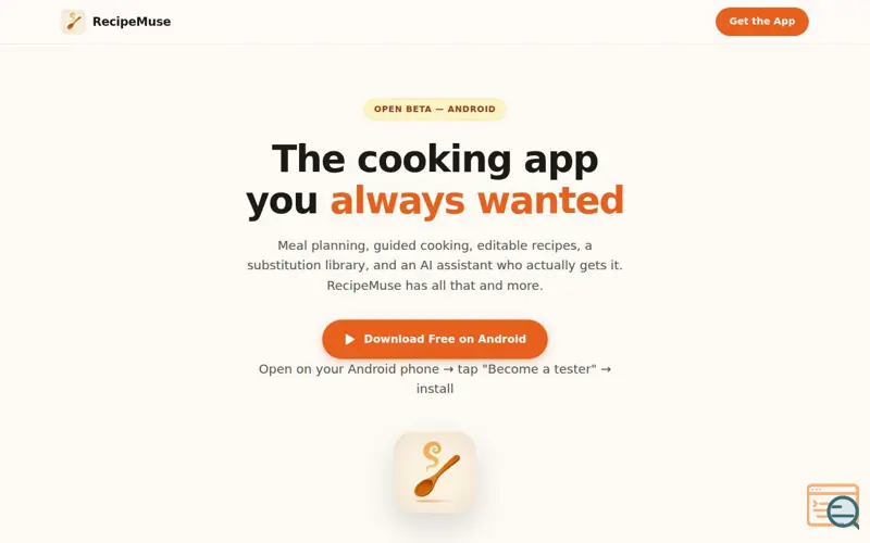 Screenshot of RecipeMuse