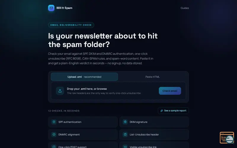 Screenshot of Will It Spam