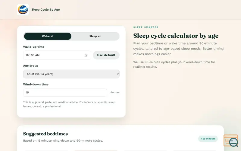 Screenshot of Sleep Cycle By Age