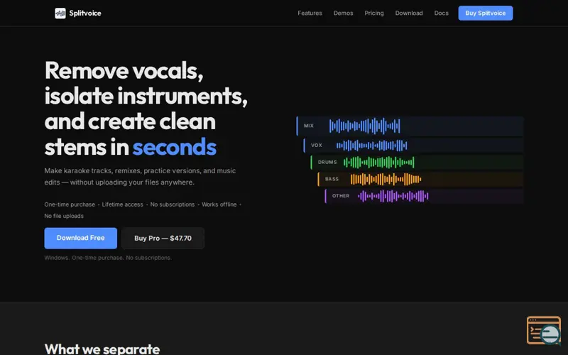 Screenshot of Splitvoice