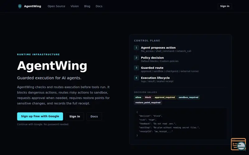 Screenshot of AgentWing