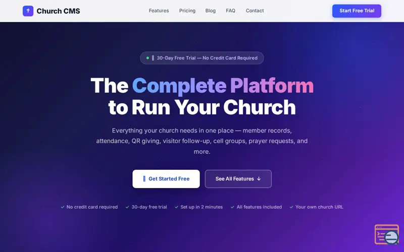 Screenshot of Church CMS