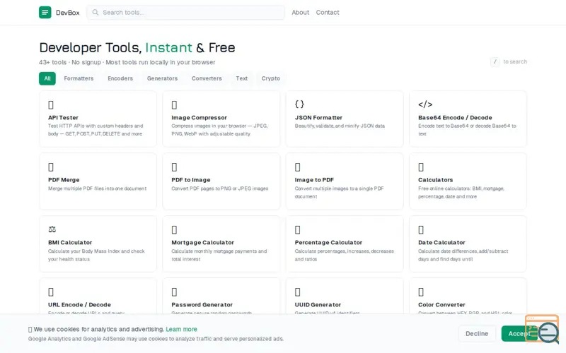 Screenshot of DevBox
