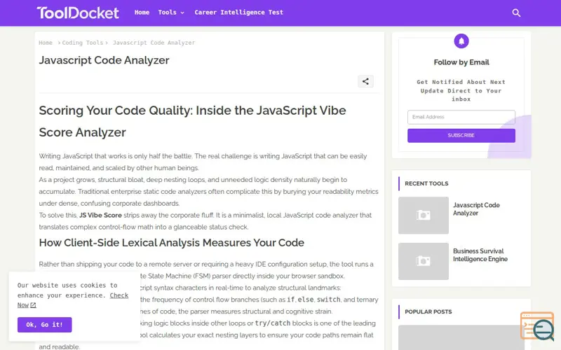 Screenshot of JavaScript Code Analyzer