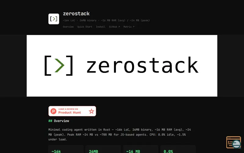 Screenshot of Zerostack Coding Agent