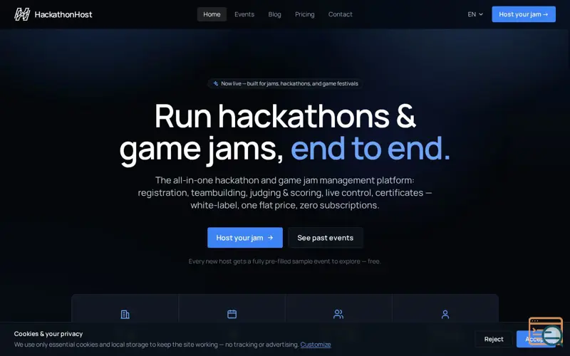 Screenshot of Hackathon & Game Jam Management Software — HackathonHost
