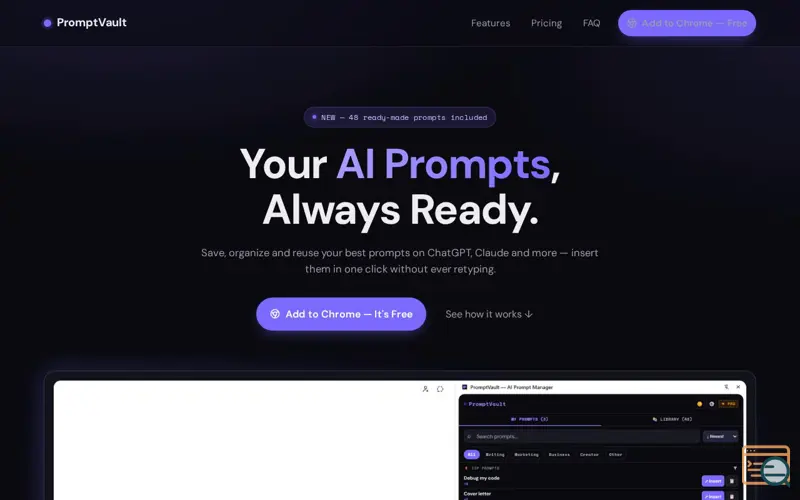 Screenshot of PromptVault