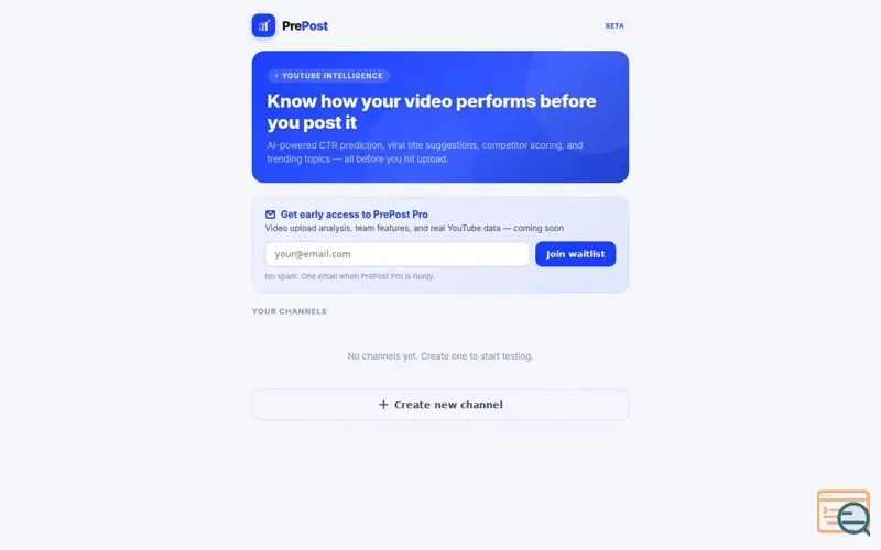 Screenshot of PrePost 