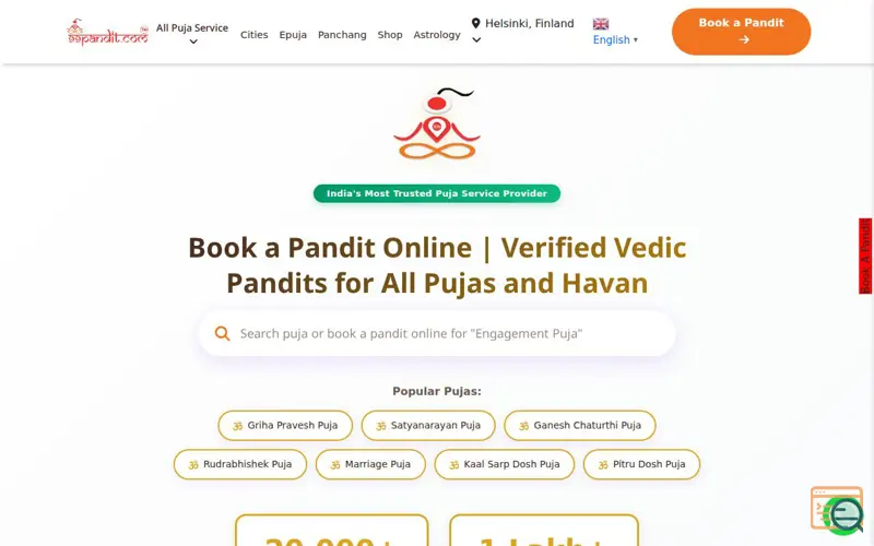 Screenshot of 99Pandit, a launch using GTranslate