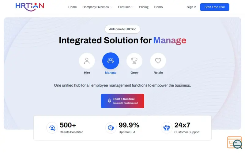 Screenshot of HRTion