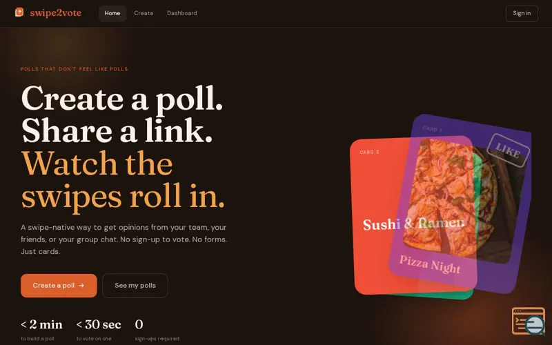 Screenshot of Swipe2Vote