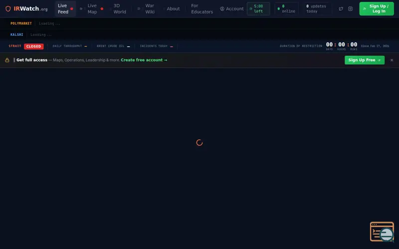 Screenshot of IRWatch, a launch using CesiumJS
