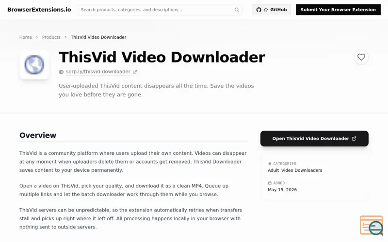 Screenshot of ThisVid Video Downloader