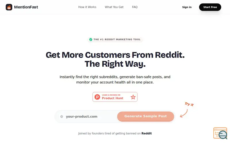 Screenshot of MentionFast