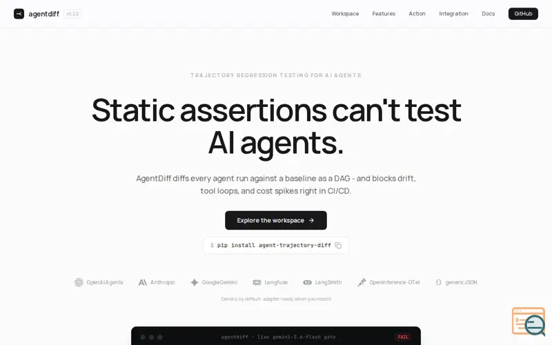 Screenshot of AgentDiff