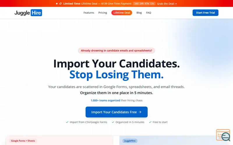 Screenshot of JuggleHire — Offer Letters & E-Signature