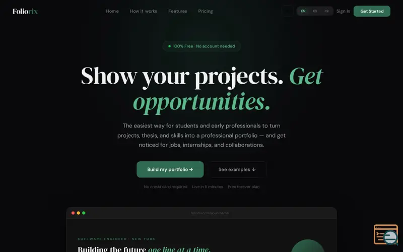 Screenshot of Foliorix - Portfolio Builder 