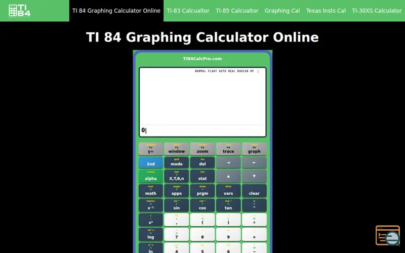 Screenshot of TI-84 Graphing Calculator