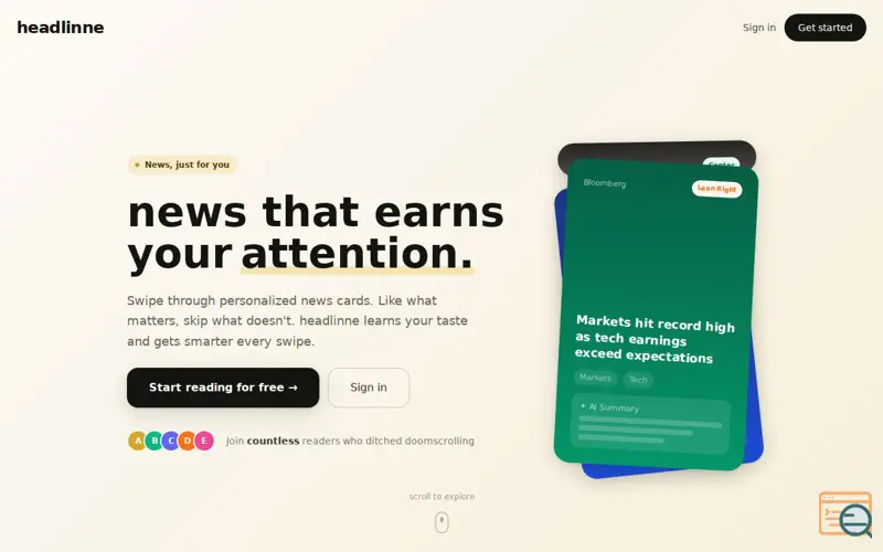 Screenshot of headlinne