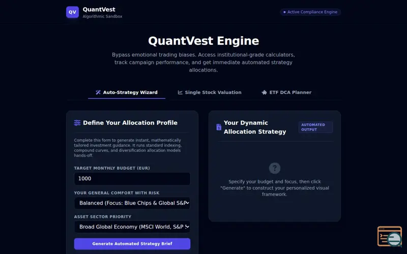 Screenshot of QuantVest Engine