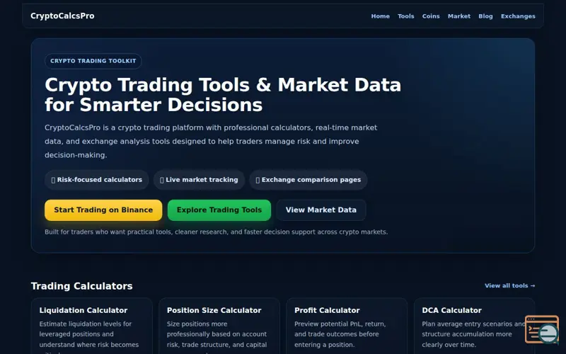 Screenshot of CryptoCalcsPro