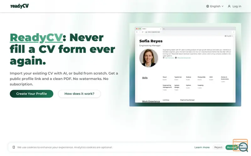 Screenshot of ReadyCV