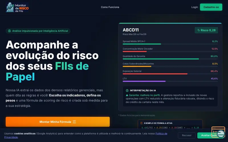 Screenshot of Monitor de Risco de FIIs
