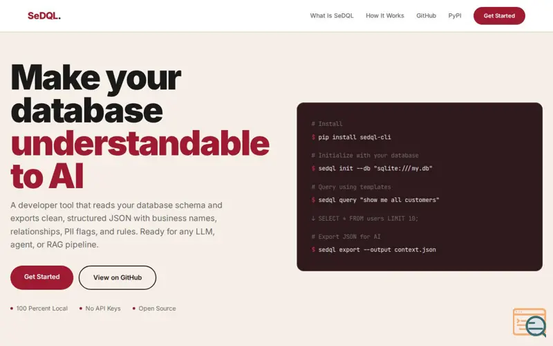 Screenshot of SeDQL